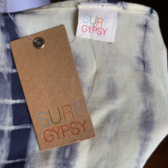 Surf Gypsy Romper Yellow Tie Die Swim Cover Short Sleeve Women's Size Small NWT - Picture 9 of 10